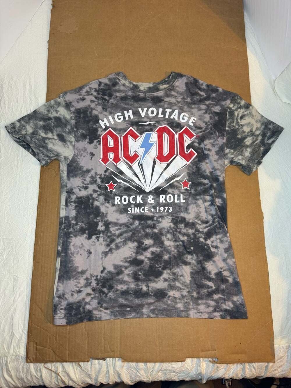 AC/DC High Voltage Tie Dye T-Shirt Size M Black Gray